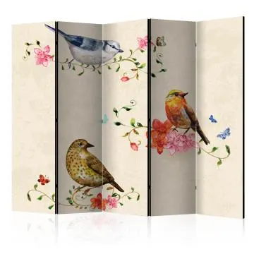 Parawan dwustronny Zwierzęta 225x172 cm 5-częściowy beżowy