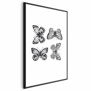 Plakat Cztery motyle 21x30 cm z ramą czarną bez marginesu