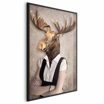 Plakat Łebski łoś 29,7x42 cm z ramą czarną bez marginesu
