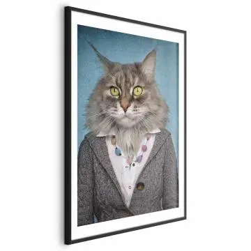 Plakat Pani kot 21x30 cm z ramą czarną z marginesem