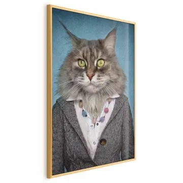 Plakat Pani kot 21x30 cm z ramą złotą bez marginesu
