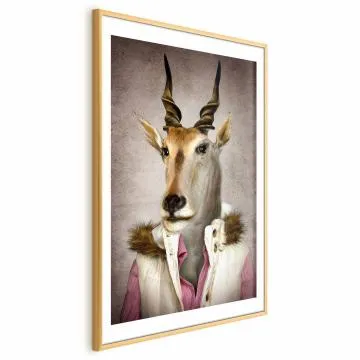 Plakat Antylopa 60x90cm z ramą złotą z marginesem