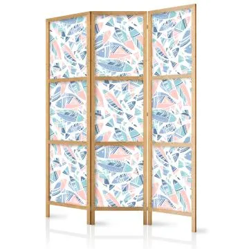 Parawan japoński Zwierzęta 135x172 cm 3-częściowy biały