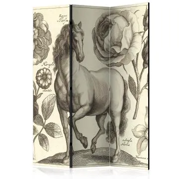 Parawan jednostronny Zwierzęta 135x172 cm 3-częściowy beżowy