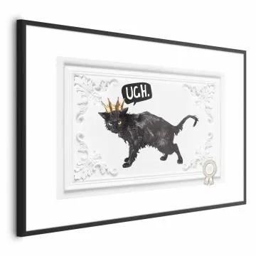 Plakat Kot w koronie 42x29,7 cm z ramą czarną z marginesem