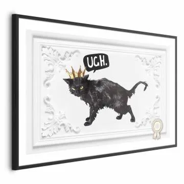 Plakat Kot w koronie 42x29,7 cm z ramą czarną bez marginesu