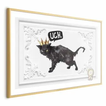 Plakat Kot w koronie 30x21 cm z ramą złotą bez marginesu