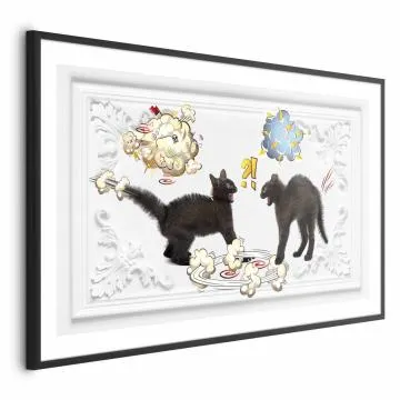 Plakat Kocia kłótnia 42x29,7 cm z ramą czarną bez marginesu