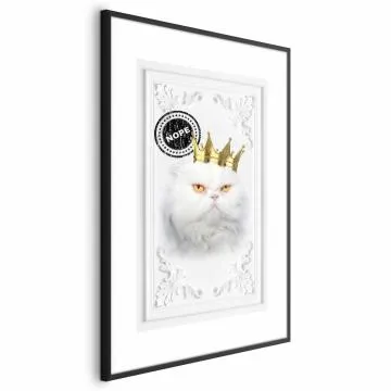 Plakat Król kot 40x60 cm z ramą czarną z marginesem