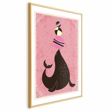 Plakat Foka 21x30 cm z ramą złotą z marginesem