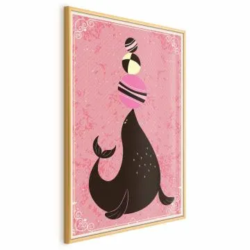 Plakat Foka 40x60 cm z ramą złotą bez marginesu