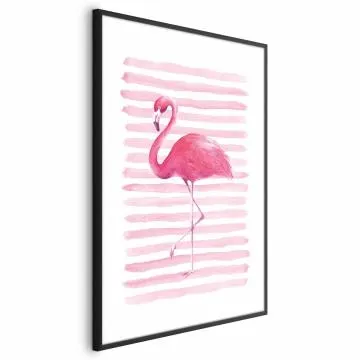 Plakat Flaming i paski 21x30 cm z ramą czarną z marginesem