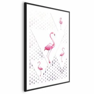 Plakat Rodzina flamingów 60x90 cm z ramą czarną z marginesem
