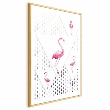 Plakat Rodzina flamingów 40x60 cm z ramą złotą z marginesem
