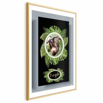 Plakat Leniwiec 60x90 cm z ramą złotą z marginesem