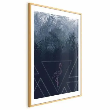 Plakat Geometryczny ptak 29,7x42 cm z ramą złotą z marginesem