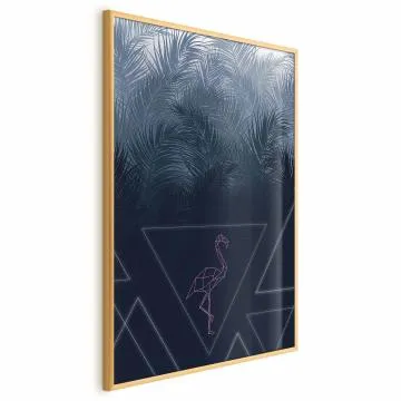 Plakat Geometryczny ptak 21x30 cm z ramą złotą bez marginesu