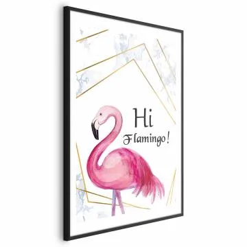 Plakat Hi flamingo 21x30 cm z ramą czarną z marginesem