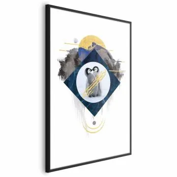 Plakat Para pingwinów 60x90 cm z ramą czarną bez marginesu
