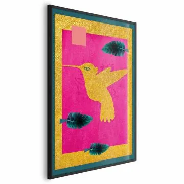 Plakat złotą koliber 60x90 cm z ramą czarną bez marginesu