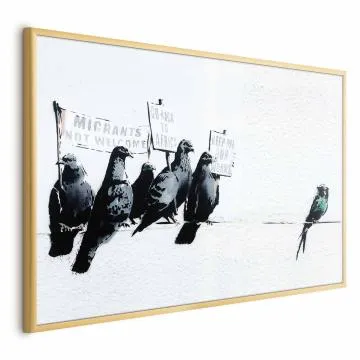 Plakat Ksenofobiczne gołębie 42x29,7 cm z ramą złotą bez marginesu