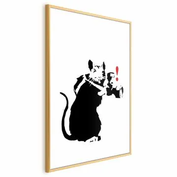 Plakat Szczur fotograf 21x30 cm z ramą złotą bez marginesu