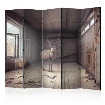 Parawan jednostronny Zwierzęta 225x172 cm 5-częściowy czarny