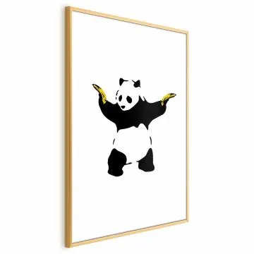 Plakat Panda with Guns 29,7x42 cm z ramą złotą z marginesem