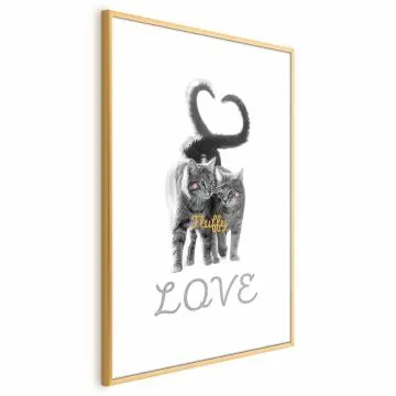 Plakat Fluffy Love 21x30 cm z ramą złotą z marginesem
