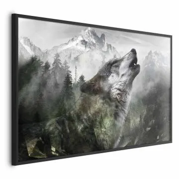 Plakat Wyjący wilk 42x29,7 cm z ramą czarną bez marginesu