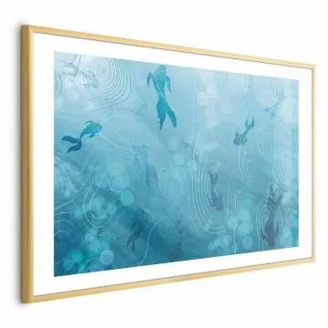Plakat Japoński staw 30x21 cm z ramą złotą z marginesem