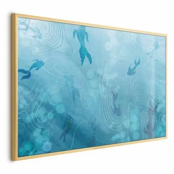 Plakat Japoński staw 90x60 cm z ramą złotą bez marginesu