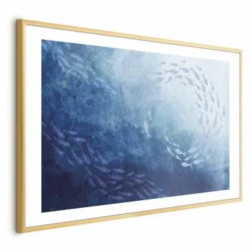 Plakat Morska toń 42x29,7 cm z ramą złotą z marginesem