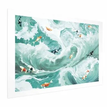 Plakat Ryby i fale 60x40 cm bez ramy z marginesem