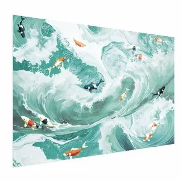 Plakat Ryby i fale 30x21 cm bez ramy bez marginesu