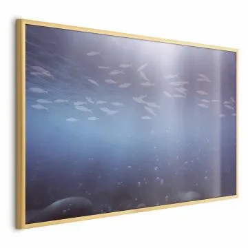 Plakat Rybki w głębinach 90x60 cm z ramą złotą bez marginesu