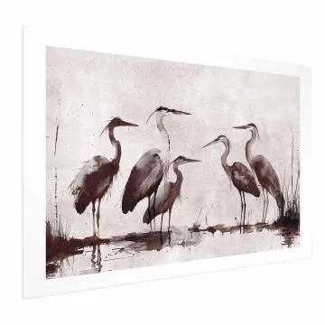 Plakat Malowane czaple 90x60 cm bez ramy z marginesem