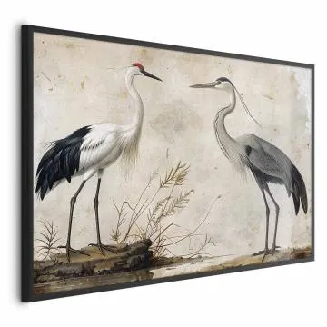 Plakat Ptaki z ryciny 60x40 cm z ramą czarną bez marginesu