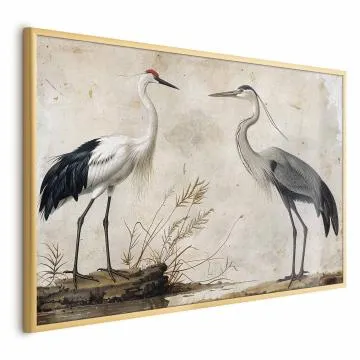 Plakat Ptaki z ryciny 60x40 cm z ramą złotą bez marginesu