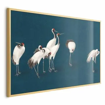 Plakat Wieczór nad stawem 60x40 cm z ramą złotą bez marginesu