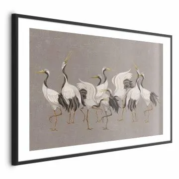 Plakat Taniec żurawi 42x29,7 cm z ramą czarną z marginesem