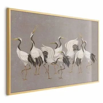 Plakat Taniec żurawi 42x29,7 cm z ramą złotą bez marginesu