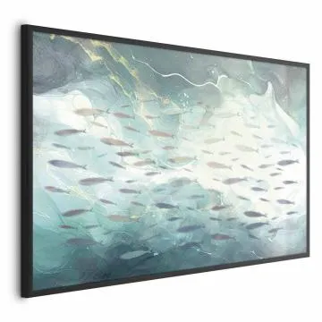 Plakat Ławica ryb 30x21 cm z ramą czarną bez marginesu