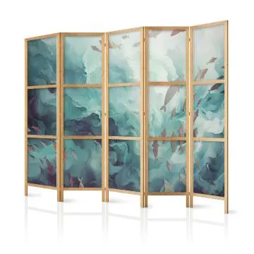 Parawan japoński Zwierzęta 225x172 cm 5-częściowy beżowy