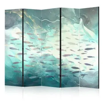 Parawan dwustronny Zwierzęta 225x172 cm 5-częściowy beżowy