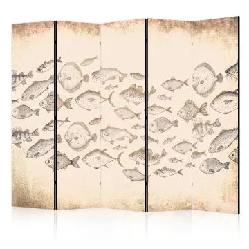 Parawan jednostronny Zwierzęta 225x172 cm 5-częściowy beżowy