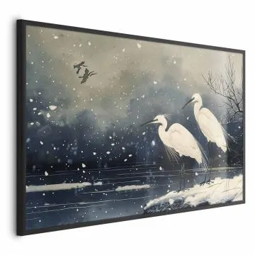Plakat Czaple nad stawem 30x21 cm z ramą czarną bez marginesu