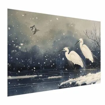 Plakat Czaple nad stawem 60x40 cm bez ramy bez marginesu
