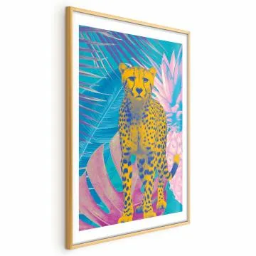Plakat Egzotyczny Lampart 29,7x42 cm z ramą złotą z marginesem
