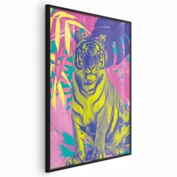 Plakat Kolorowy tygrys 40x60 cm z ramą czarną bez marginesu